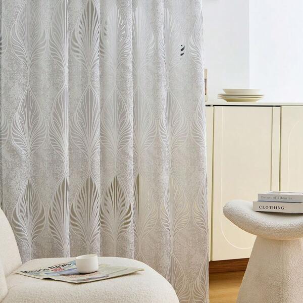 2pcs/1set Vintage Floral Jacquard Sheer Curtain, European Style Hollow-Out Voile Floral Embroidered Curtain Panels For Home Decor