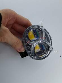 1 件装摩托车射灯 LED 白黄闪光七彩猫头鹰摩托车前灯雾灯通用改装灯