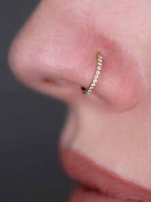 1pc Cubic Zirconia Decor Nose Ring For Women & Men 6mm 8mm 10mm - Yellow Gold - View 1