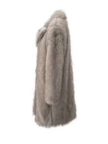 Women's Long Faux Fur Collar Warm Winter Jacket - Beige - View 3