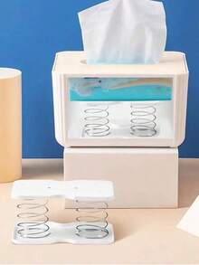 Plastic Spring Paper Towel Holder, Automatic Pop-Up Napkin Dispenser, Creative Elastic Paper Towel Box Rack, Suitable For Home And Restaurant, 12cm Elastic Paper Towel Dispenser - White - View 2