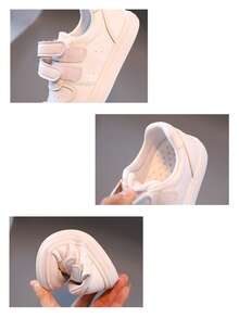 Zapatillas deportivas para niños con diseño de cierre adhesivo: diseño de media caña, fabricadas con materiales duraderos de PU y PVC, y forro interior de tela suave. Zapatillas de lona transpirables para niñas, aptas para niños y niñas, en colores lisos clásicos, ideales para tenis femenino, tenis infantil, colegio, deporte y uso diario. - Blanco - Ver 8