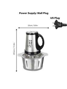 Picadora doméstica LAC actualizada de 3L de capacidad con bloqueo, tazón desmontable de acero inoxidable, 4 cuchillas, doble velocidad, para picar rápidamente carne, condimentos, ajo - Enchufe EU Tipo C(220-240V) - Ver 9