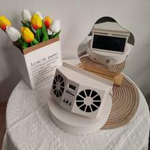 Essential Solar-Powered Car Exhaust Fan - Choose Between White Or Black For Optimal In-Car Ventilation And Air Circulation Cooling - trắng - Xem 7
