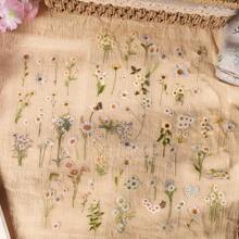 [6pcs/Set] Transparent PET Stickers, DIY Photo Album/Planner/Stationery Decor Stickers, Realistic Plant & Flower, Retro & Ins Style, Multiple Designs Available School Supplies,Back To School