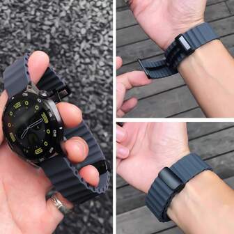 20mm 22mm 磁环表带兼容三星 Galaxy Watch 7 6 5 4 40 44MM/4 6 Classic 46 43 47mm/5 Pro 45mm 表带硅胶表带