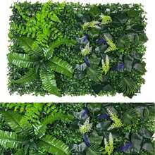 1片人造绿色植物墙板 | 40x60厘米 | 塑料材质 | 无需电源或电池 | DIY家居花园装饰 | 适用于户外露台、婚礼、圣诞节、感恩节、情人节、母亲节和毕业典礼装饰 | 易于使用，植物逼真 - 綠色 - 查看 11