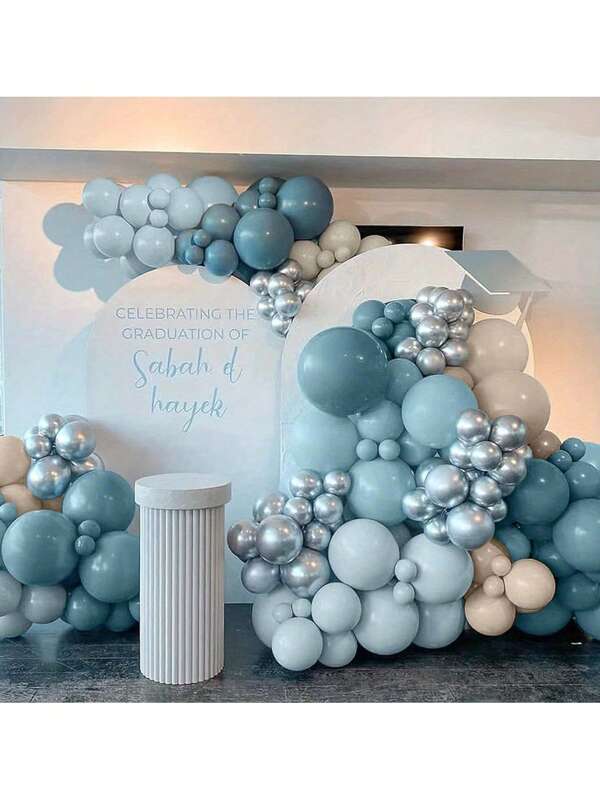 126 Pcs/Set Peacock Blue, Chiffon Orchid, Silver, Sand White Balloon Arch & Garland Kit, 5/10/18 Inch Balloons, Suitable For Wedding, Birthday, Valentine's Day, Anniversary, Photo Backdrop Decor, Store Opening Celebration