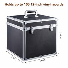 12" Vinyl LP Record Storage Box Storage Box Case Aluminum Portable Lockable DJ Flight Carry Case Holds 50pcs Albums - Black - View 6