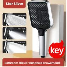 Tatukiko 1pc/Set Square Showerhead, Pressurized Shower Head, Bathroom Hot Water Heater Shower Head Set, Handheld Shower Spray Head, Adjustable Water Flow Shower Head + 1.5m Shower Hose Bathroom Accessories Bathroom Tools - Multicolor - View 5