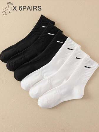 1 Pair/5 Pairs/6 Pairs/10 Pairs/20 Pairs Women's Casual Loop Mid-Calf Socks, Minimalist & Comfortable For Daily Wear, Unisex Long Socks