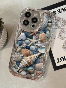 Ocean 1 件时尚电镀贝壳印花加厚防震手机壳，适用于苹果系列防水防摔防刮 - 彩色 - 查看 5