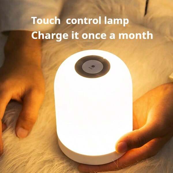 Einstellbare 3-Farbige Touch Nachttischlampe - Tragbare, aufladbare LED Nachttischlampe, warmweiß - matte Oberfläche, geeignet für Schlafzimmer, Kinderzimmer, Badezimmer, Wohnzimmer