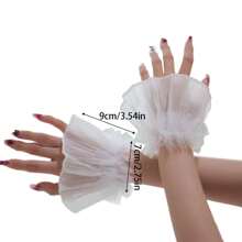1 Paar einfarbige super Feenbraut kurze ausgestellte Ärmel Tüll Spitzenbesatz Maniküre Shooting Requisiten Braut Lolita JK Mädchen Armstulpen, geeignet für Hochzeiten, Partys