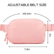 Bolsa de cintura para mujeres con cremallera de dos vías, cangurera cruzada, moda, bolsas de cintura, bolsa de cintura para todas partes con correa ajustable, regalos para adolescentes, mujeres y hombres (blanca) - Rosa Pálido - Ver 2