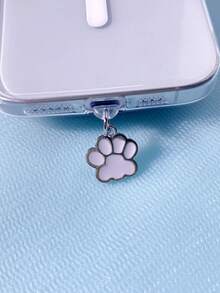 1 个防尘塞适用于小米 Oppo Vivo 三星 iPhone5-16 耳机，宠物友好型亮面熊掌吊坠，装饰性手机防尘盖配件