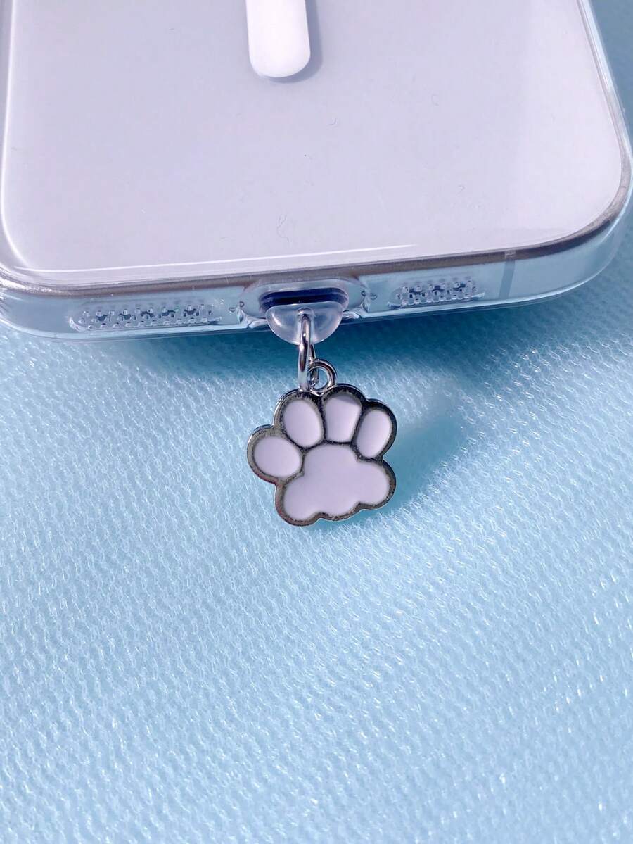 1 个防尘塞适用于小米 Oppo Vivo 三星 iPhone5-16 耳机，宠物友好型亮面熊掌吊坠，装饰性手机防尘盖配件