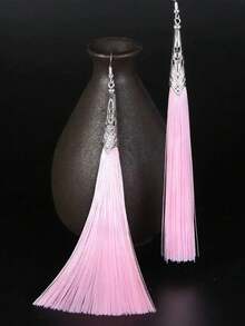 1 对优雅流苏刺绣设计女士长耳环 - 異國情調 - 查看 14