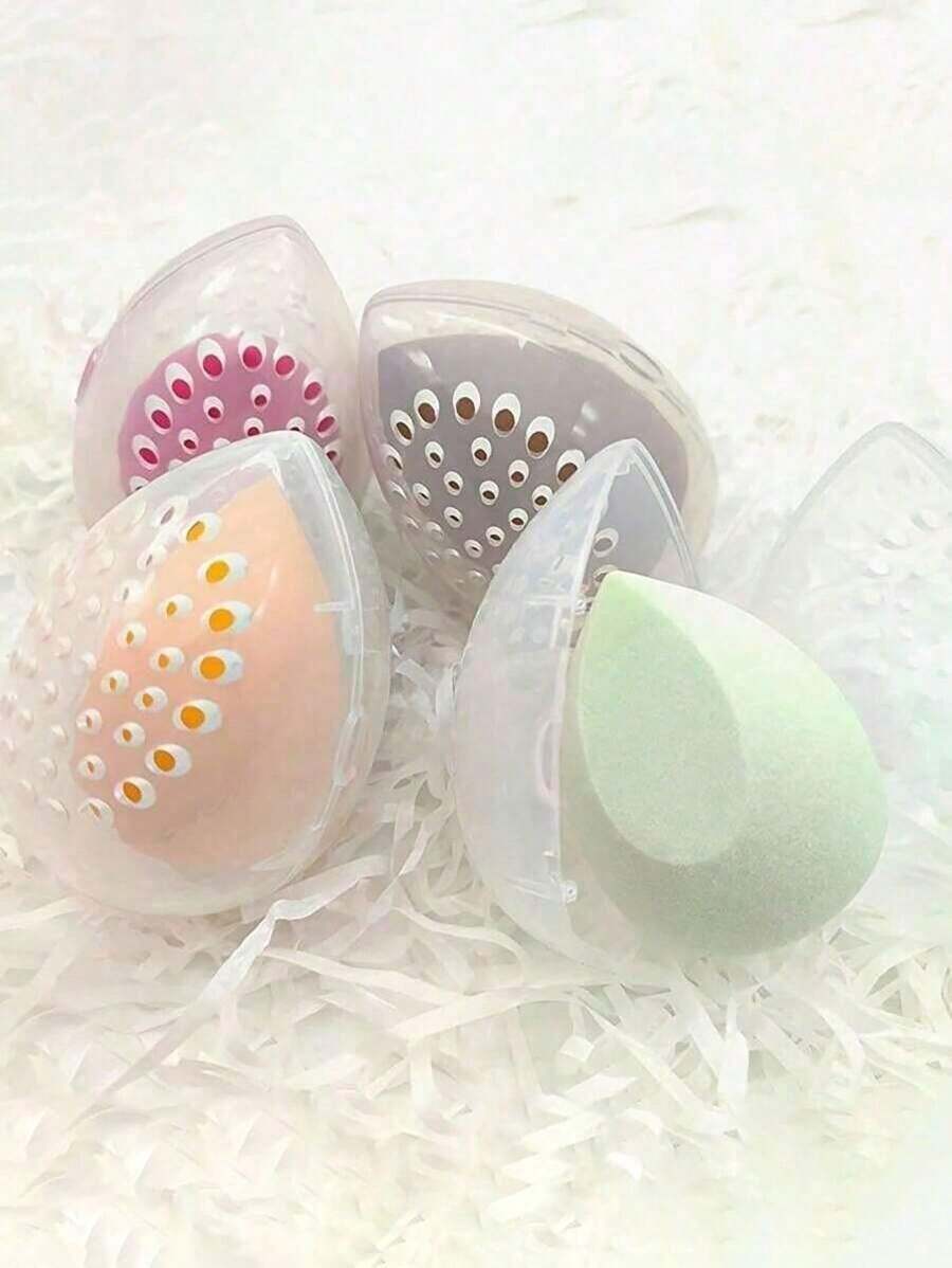 3-Piece Makeup Sponge Storage Box, Porous-Proof Transparent Beauty Sponge Holder, Powder Puff Cosmetic Holder, Travel Portable Breathable Storage Box,Holiday Beach, Bathroom, Bedroom, Large Capacity