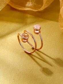 Anillo de proyección personalizado con 2 fotos, joya minimalista de acero inoxidable con bucle de puntos dobles en proyección, regalo exclusivo para amantes en el Día de San Valentín, joyería conmemorativa - Plateado - Ver 5