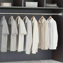 LOMILD 1 件多功能伸缩杆 - 无需钻孔，适用于浴帘、窗帘、门帘、衣柜储物和阳台晾衣场景 - 不锈钢材质，带有易于安装的塑料底座 - 有银色、黑色、白色、灰色可选；可调节张力窗帘杆，多种组合，无需钻孔不锈钢挂衣杆适用于浴室、衣柜、衣柜、浴室配件浴室装饰 - 多色-多尺寸 - 查看 3