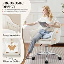 Vanity Chair With Wheels, Comfy Home Office Desk Chairs Adjustable Modern Velvet Makeup Vanity Chairs For Bedroom Living - Multicolor - View 7