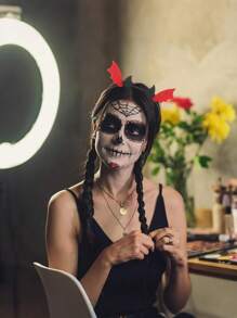 1 pièce Serre-tête de cornes de diable pour Halloween, 2 pièces Barrettes de cornes de diable rouges, accessoires de cheveux pour femmes et hommes, pour fêtes d'Halloween, cosplay, événements festifs. Bandeau à ailes de chauve-souris noires, taille unique, serre-tête pour femmes, accessoires de cheveux, diadème, serre-tête