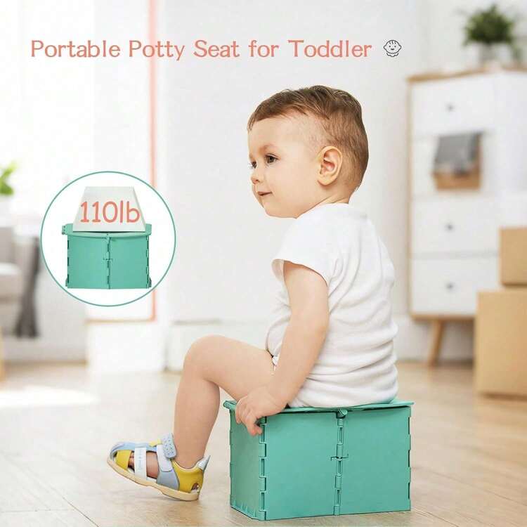 Asiento de entrenamiento portátil y plegable para ir al baño para niños pequeños, con bolsa de limpieza, reutilizable para campamento al aire libre, viajes, asiento de inodoro para niños - Multicolor - Añade 4