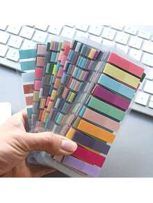 5600pcs/Pack Back To School Supplies, 28 Styles Vintage, Neon And Pastel Color Transparent PET Memo Sticky Notes, Student Stationery Index Tag, Muted Tone Sticky Notes, 28 Patterns Per Pack - Multicolor - View 4