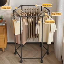 Hexagonal Rotatable Clothing Rack With Wheels, Heavy Duty Rolling Clothing Racks, Sturdy Metal Floor Standing Coat Hanger With Multiple Bars For Bedroom, Dormitory & Balcony, Floor Standing Rotatable Clothing Rack ,Portable Wardrobe Rack Hanging Clothes,Freestanding Garment Rack,Retail Clothes Display Stand, Laundry Room Organizer, Home Decor, Room Decor, Wardrobe & Closet Organizers