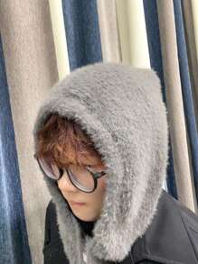 1 Piece/Multicolor; New Plush Balaclava, Unisex Solid Color Knitted Multi-Functional Fake Collar Hat Scarf One-Piece, Holiday Gift Choice Valentine's Day, Christmas, Birthday Gift