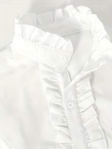 Elegant Vintage Victorian Lace Patchwork Flare Sleeve Costume Top - White - View 4