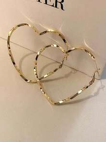 Pair Fashion Heart Shaped Twist Design Earrings, Elegant Casual Style For Women Valentines,Mom,Mother,Mother's Day,Gift - 金子 - 查看 1