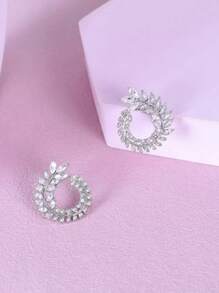 Ein Paar vielseitige und hochwertige, mit Verbundkunststoff-Zirkonia eingelegte runde Weidenblatt Ohrringe, exquisites und super glänzendes tränenförmiges Ohrringe Design, geeignet für Frauen für tägliche Partys, Dates, Reisezubehör Geschenke, Hochzeits-Accessoires Damen-Accessoires