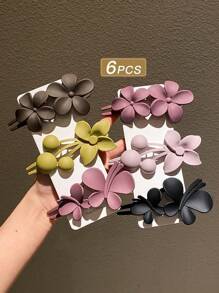 6 bucăți agrafe de păr simple cu motive florale pentru femei, potrivite pentru uz zilnic, recomandate ca accesorii de păr cadou, accesorii de vară, călătorie, agrafe cu gheare, agrafă de păr, gheare de păr, lucruri școlare