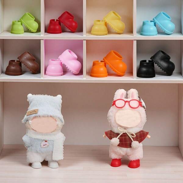 3 حبات بوت دمى جلوس لحفلة الجلوس من نوع Forlabubu، مناسبة لنموذج الدمية الأول والثاني، إكسسوارات ملابس الدمى بوت رسمي (الدمية غير مضمنة، الأحذية فقط)