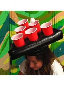 1pc Inflatable Triangle Cup Cap Party Beer Cup Toss Game Hat Birthday Bar Party Game Props Beverage Cup Mats (Hat Only),Christmas