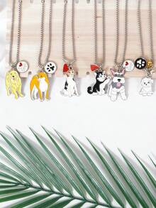 6 件/4 件创意锌合金项链首饰，宠物爱好者的心形礼物，可爱狗狗时尚动物配饰