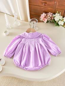 秋季女婴蝴蝶结粉色连体衣