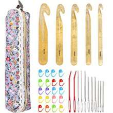 [5 Size Crochet Hook Set] 12mm/15mm/18mm/20mm/25mm Size Crystal Lightweight Plastic Crochet Hook Set For Crochet And Knitting, With Storage Bag And Accessories, Beginner Crochet Kit, Crochet Supplies - Multicolor - View 12