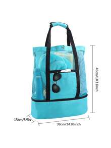 Bolsa grande com compartimento isolado à prova d'água, bolsa tote, bolsa de praia, bolsa de viagem - Preto - Ver 8