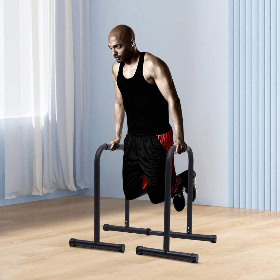 Portable Calisthenics Dip Station For Home Workouts - Adjustable Height, Compact Design, Durable Steel Construction, Ideal For Strength Training Anywhere - màu đen - Xem 1