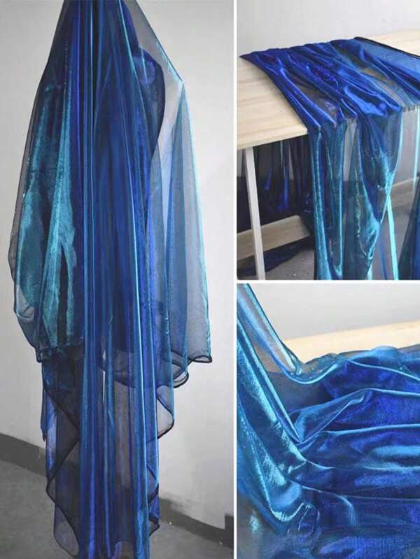 1pc Gradient Two-Color Mesh Fabric, Laser Texture See-Through Fabric Long Skirt Shawl Creative Handmade Fabric