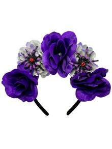 节日派对头带 万圣节服装 装扮头带 彩色仿真花 蜘蛛 个性头饰 - 彩色 - 查看 11