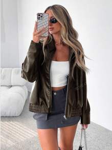 Chaqueta informal con cremallera, para otoño/invierno