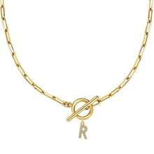 1 件金色 OT 扣项链，26 个字母 A-Z 吊坠项链，适合返校、毕业、节日礼物