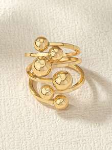 1pc Fashionable, Sexy & Elegant Vintage Globe Hurricane Ball Shaped 18K Gold Plated Metal Open Adjustable Ring Suitable For Women Daily Wear With Various Outfits