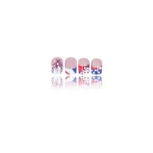 24pcs Star Striped Nail Stickers, Red & Blue, USA Flag Fireworks Design, Square Nail Art Decals, Fashionable For European And American Style