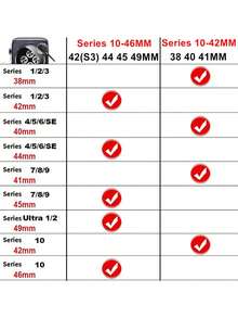 1件時尚中性米蘭式錶帶，相容 Series 11、Series 10、Series 9，尺寸 45mm、49mm、38mm、40mm、41mm、42mm、44mm、46mm；奢華星光不鏽鋼磁吸米蘭式網狀錶帶，相容 Ultra/SE/10/9/8/7/6/5/4/3/21 - 星光色 - 查看 7