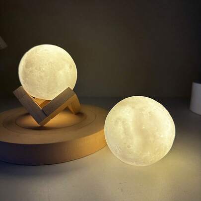 1 件月亮灯，3D 月亮夜灯带底座星系灯，柔和暖白色家居夜灯，家居装饰夜灯，适合男孩、女孩
